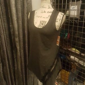 Rachel Roy asymmetrical tank with lace applique